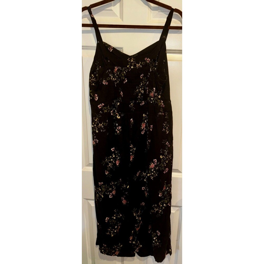 Torrid Super Soft Knits Floral Sleeveless Wide-Leg Jumpsuit Black Plus Size 1